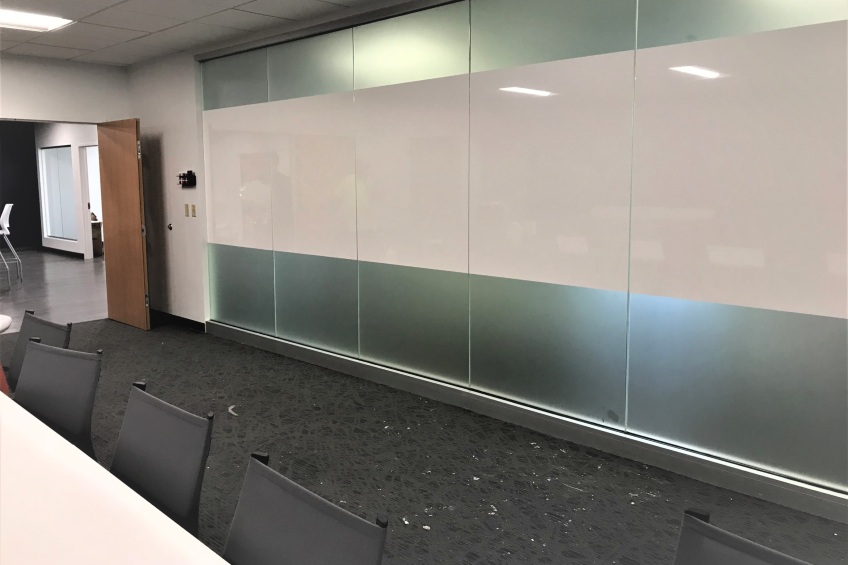 whiteboard film applied to conference room wall
